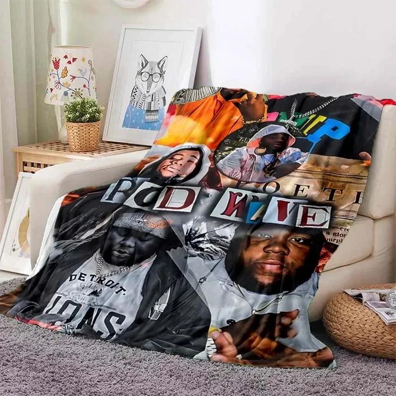 Hip Hop Rapper Blanket Rod Wave Flannel Blanket Soft Warm Throw Bedroom Decor Napping Couch Sofa Bed Chair Cover for Boys Girls