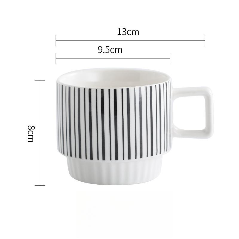 

Керамическая кружка, черно-белая геометрическая чашка для питья, высококачественная кофейная чашка, офисная нишевая чашка 301-400ml