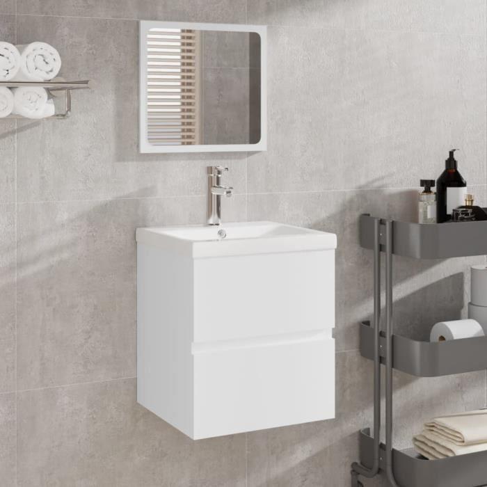 3114171 vidaXL Bathroom Vanity Unit with Basin and Mirror White
