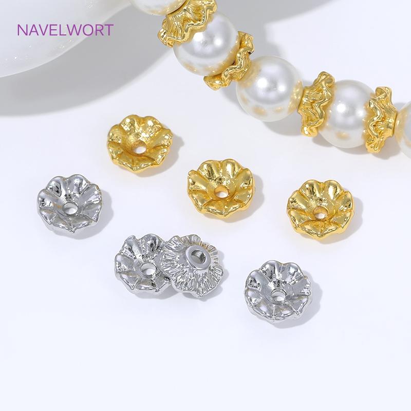 10/20Pcs 18K Gold Plated Brass Spacer Beads Caps For Jewelry Making,With Zircon Flower Beads Cap For Bracelet,DIY Accessories