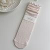 Pink Socks Women Spring and Summer Hollow Thin Breathable Women Socks Ballet Style Floral Print Polka Dot Medium Tube Socks Gift
