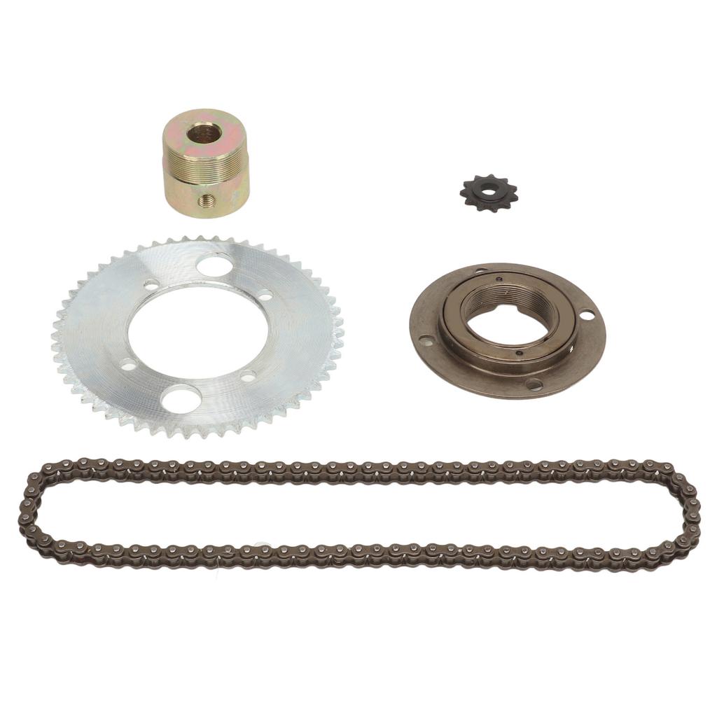 25H 82 Links Chain Kit Steel 8D 11T Front Sprocket 55T 4 Hole Rear Sprocket with Freewheel and 13mm Connector for DIY Bikes Mini Motorcycles