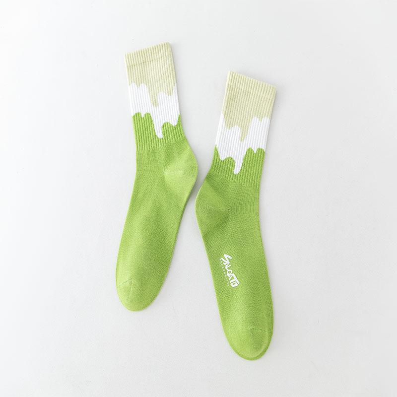 Trendy Mid-Calf Pure Cotton Sports Socks - Anti-Odor, High Waist, Perfect for Spring and Autumn, Ideal Match for White Shoes