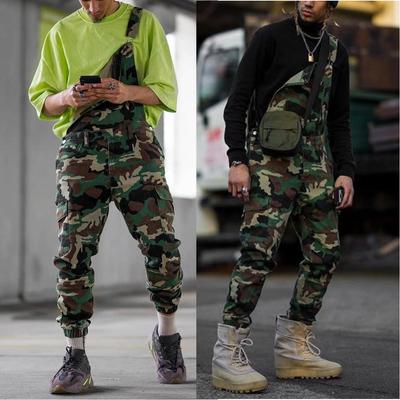 Camouflage Suspender Pants Overalls Men
