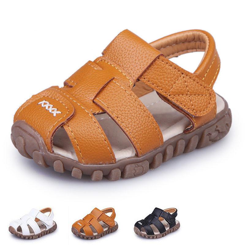 New Boys Sandals Soft Leather Closed-Toe Toddler Baby Summer Shoes Boys and Girls Children Beach Shoes Sport Kids Sandals