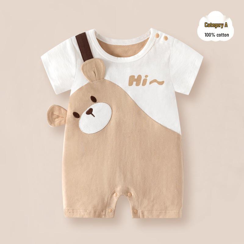 Voyex Zomer Rompertje met Korte Mouwen van Puur Katoen voor Baby's - Kinder Cartoon Kruip Bodysuit 66 cm