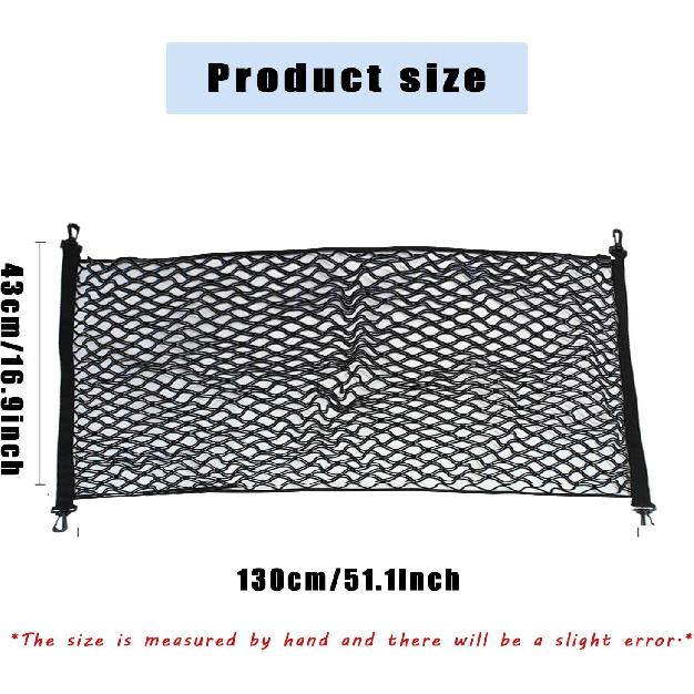 Truck Bed Cargo Net Nylon Universal Heavy Duty Truck Storage Mesh Pouch Pickup Cargo Organizer Trunk Mesh Cargo Net (51X18 Inch)