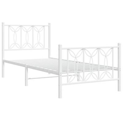 Metal Bed Frame with Headboard and Footboard White 75 X 190 Cm