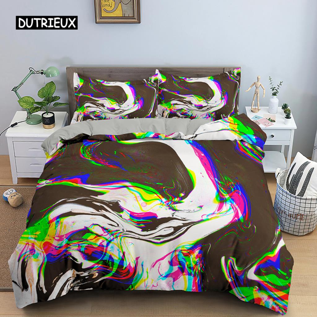 Psychedelic Swirl Duvet Cover Geometry for Kids Adults Fractal Art Comforter Cover Abstract Artwork Bedding Set Bedroom Decor