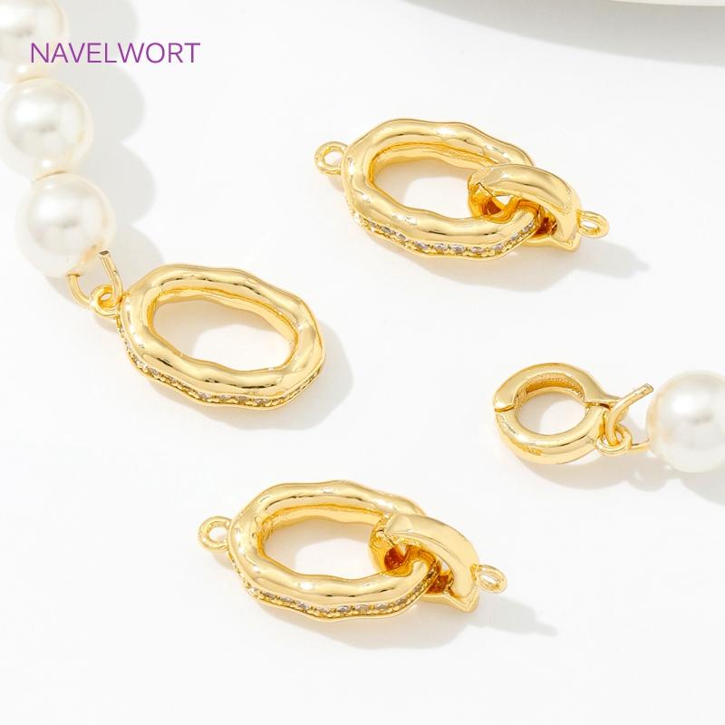 Fasteners For Bracelets Lock 18K Gold Plated Brass Inlaid Zircon Pearl Clasps Connector For Jewelry Making,Supplies For Jewelry