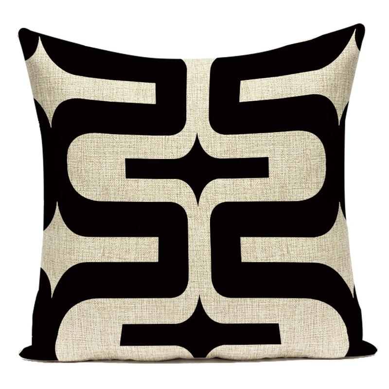 Czarny Biały Prosty Geometryczny Pasek Linia Dekoracyjna Poduszka Poliester Sofa Wystrój Domu Poszewka na Poduszkę do Salonu Poszewka