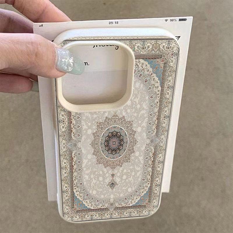 Retro Persian Carpet Patterns Matte Lychee Phone Case For iPhone 17 16 15 14 13 12 11 Pro Max XS X XR 16E 17 Air 7 8 Plus Cover