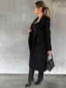 Women's Spring 2025 Versatile Woolen Double-Breasted Long Sleeve Coat with Welt Pockets