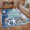 Marine Theme Non-Slip Rug Beach Waves Carpet Mat 3D Shells Starfish Rug Non-Slip Seaside Home Decoration Welcome Mat