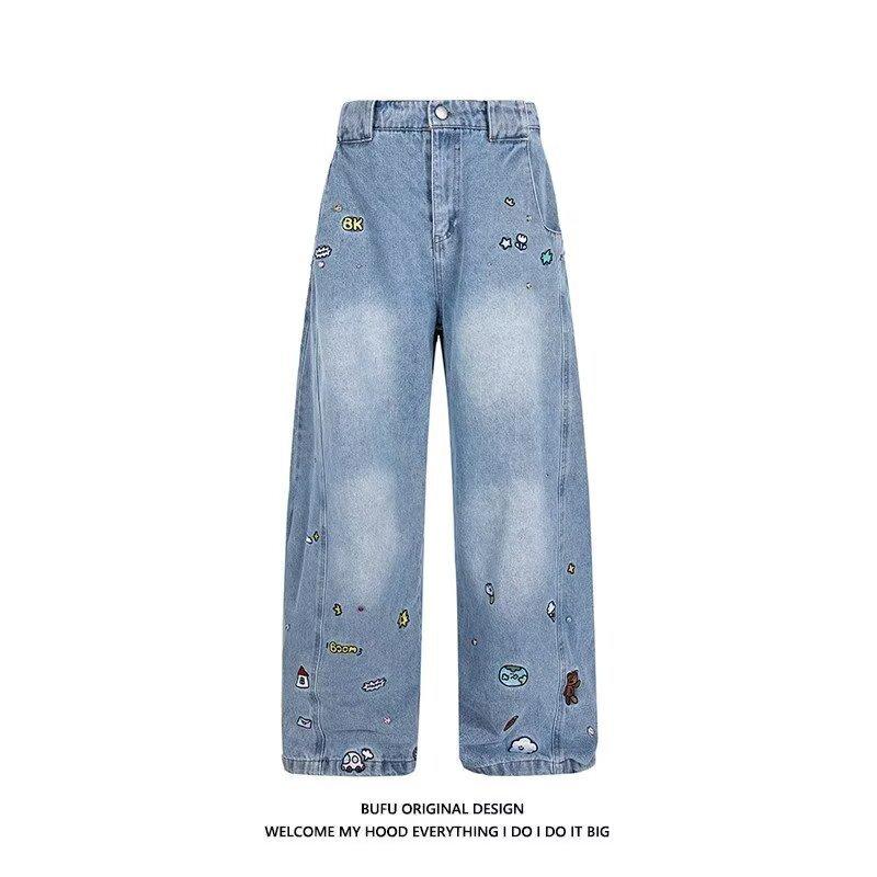 JYL Men s Cropped Jeans American Vintage Pocket Summer Loose Cargo Denim Pants S бездна