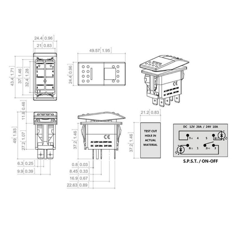 Button LED Auto Train Boat Marine Toggle 5pin 12V 24V