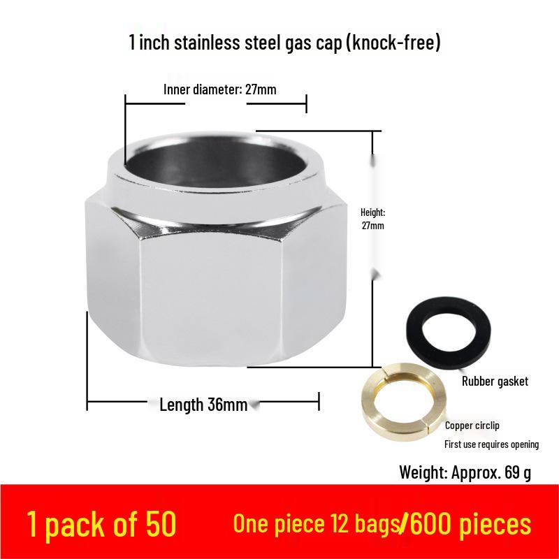 3-Piece Stainless Steel Gas Pipe Nut Set with No-Knock Wave for Natural Gas Conversion, 3/8"", 3/4"", 1"" Quick Connectors