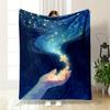 A Glowing Hand Releases Radiant Stars Into a Swirling, Cosmic Night Sky. for All Seasons Blanket Lunch Break Throw Gift