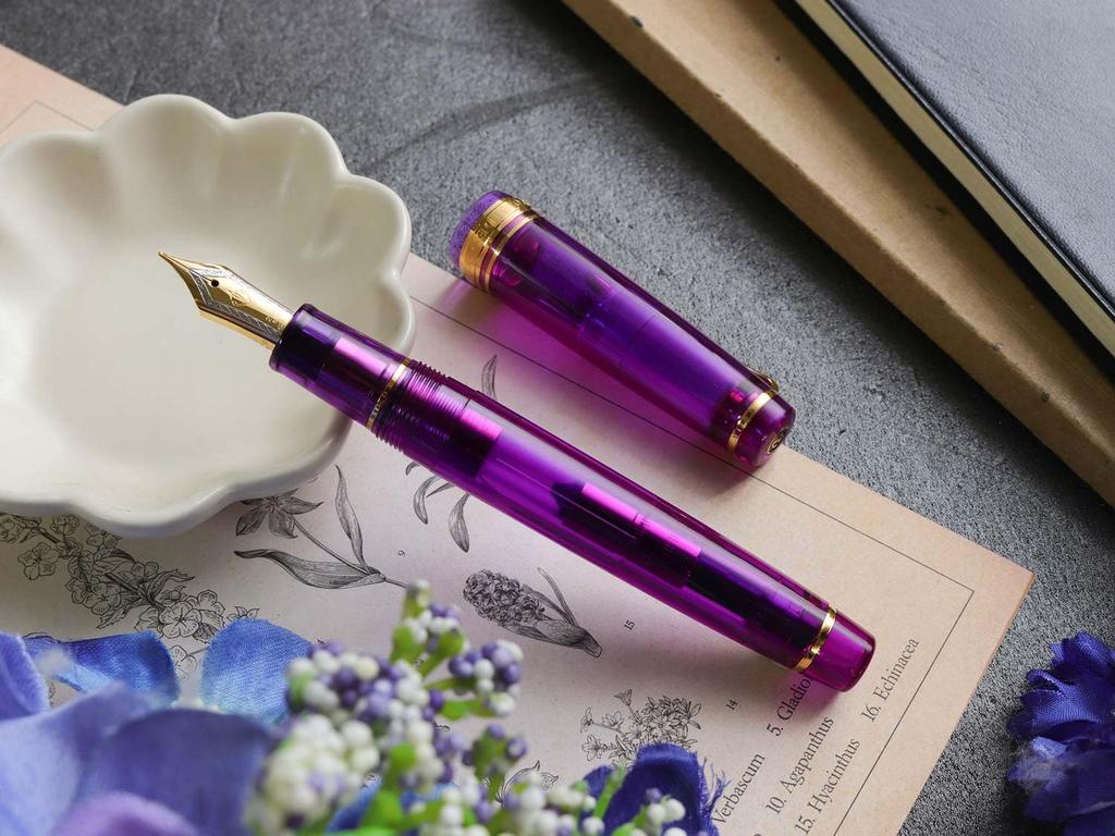 WANCHER Limited Edition SAILOR Original Professional Gear Transparent Lavender 21K Gold Fountain Pen Special Medium [WANCHER Edition] (M Nib)