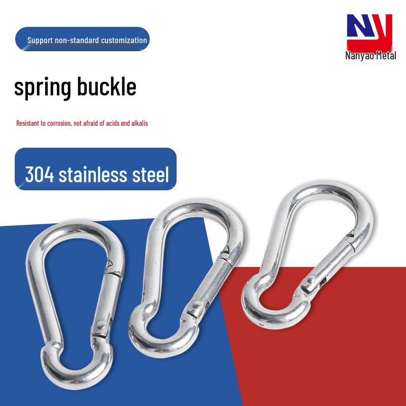 

304 Stainless Steel Spring Snap Hook Carabiner Safety Buckle for Backpack Chains M4 [1 piece] Standard Safety Buckle