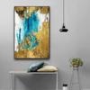 Gold And Blue Abstract Posters and Prints Oil Painting On Canvas Cuadros Pictures On the Wall Art Home Decor for Living Room