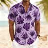 Men's Monstera & Palm Leaf Print Short Sleeve Shirt, Spring Summer Fresh Hawaiian Vacation Blouse, Loose Casual Top