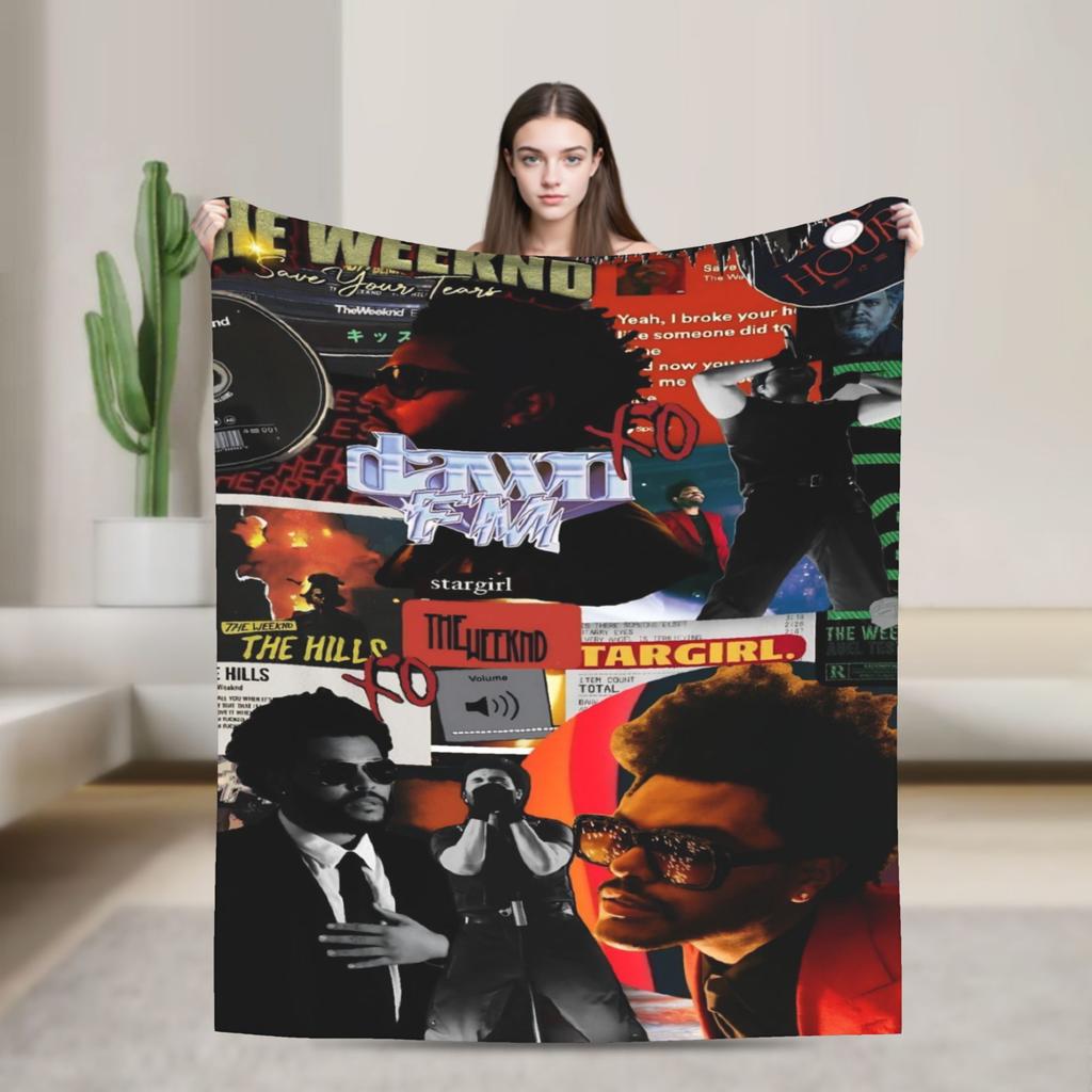 The Weeknds Rapper Singer Flannel Blanket New Album Hurry Up Tomorrow Warm Soft Throw Blanket for Bedspread Sofa Bed Cover