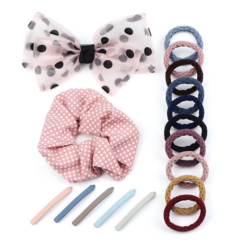 17PCS/Set Elastic Basic Hair Bands Hairpins Fashion Rubber Band for Women Girls Hair Clips Ties Headwear Hair Accessories Gifts