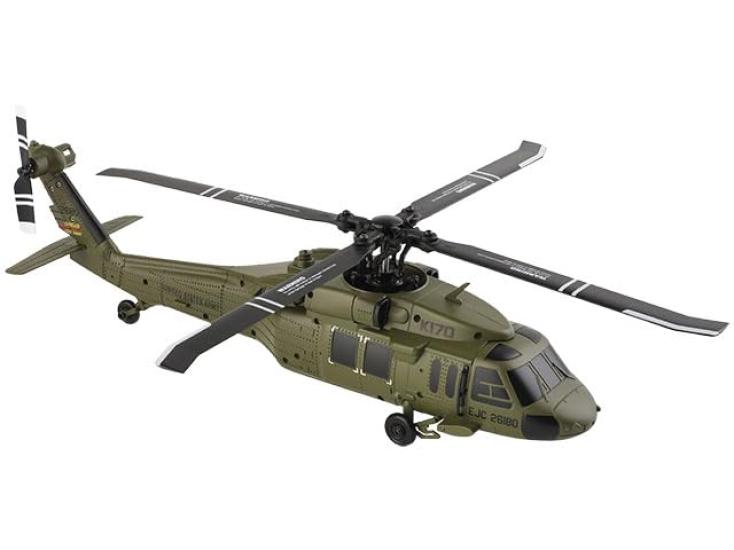 Hitec XK UH-60L K170 Blackhawk Pitch Control, 2.4G, 5CH, Official Japanese Product, Under 100g, Includes Display Stand, Takeoff and Landing Pad,