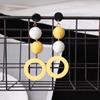 Minimalistic Hemp Rope Ball Dangling Drop Earrings for Women Yellow Color Sweet Cut Out Circle Statement Ladies Jewelry Earrings