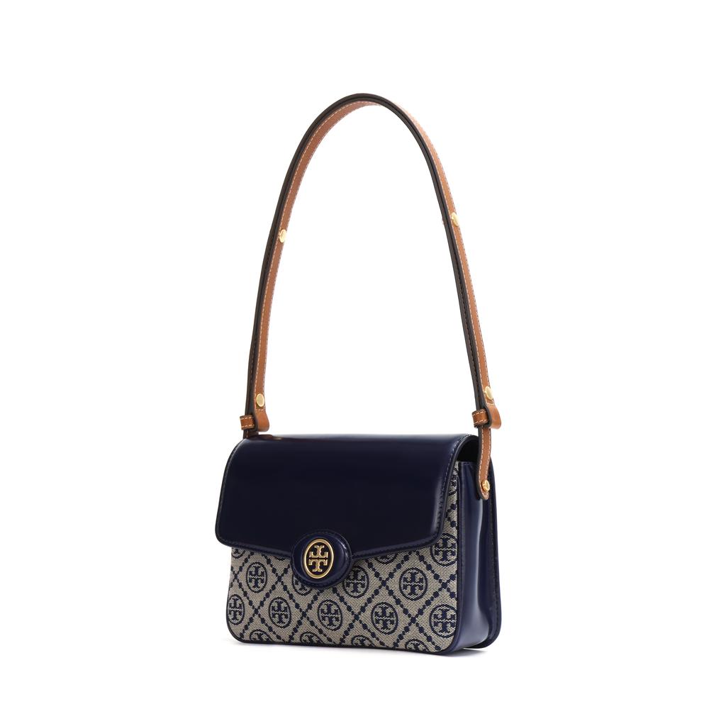 Tory Burch Robinson Double T Logo Classic Magnetic Closure Messenger Bag Women Handbags Navy-Blue 152306-405
