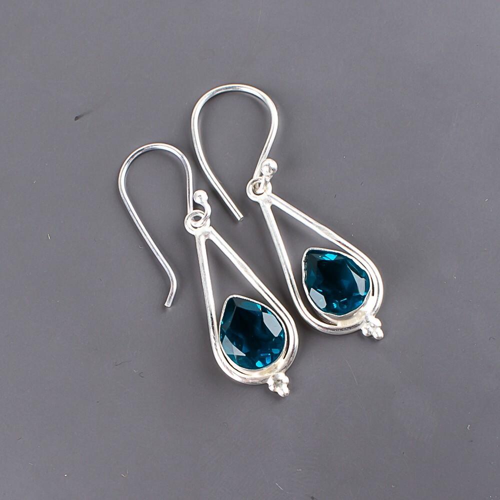 Drop/Dangle Apatite Gemstone 925 Sterling Silver Jewelry Teardrop Earrings 1.50" EE-14-12
