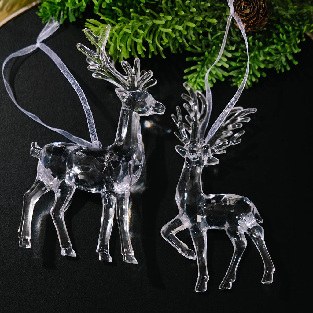 Acrylic Transparent Elk Pendant Christmas Decoration Elk Ornaments Small Tree Atmosphere Layout Pendant