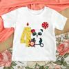 Hotselling Birthday Panda Digital Print Childrens Tshirts Roundneck Shortsleeved Tshirts for Boys and Girls Summer Modal