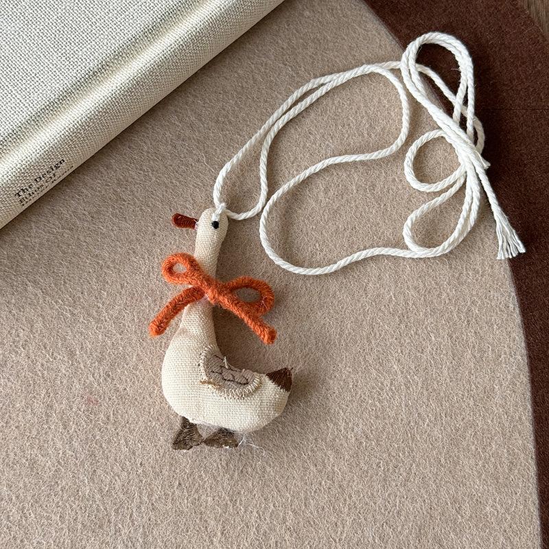 Cotton goose bow woven wool necklace Korean sweet simple sweater chain commuter versatile cute necklace