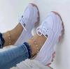 Spring summer new front lace-up casual single shoes thick sole platform large size round head single shoes flats C1043