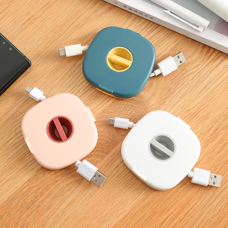Multifunctional Mini Portable Cable Organizer Box with Rotating Winder
