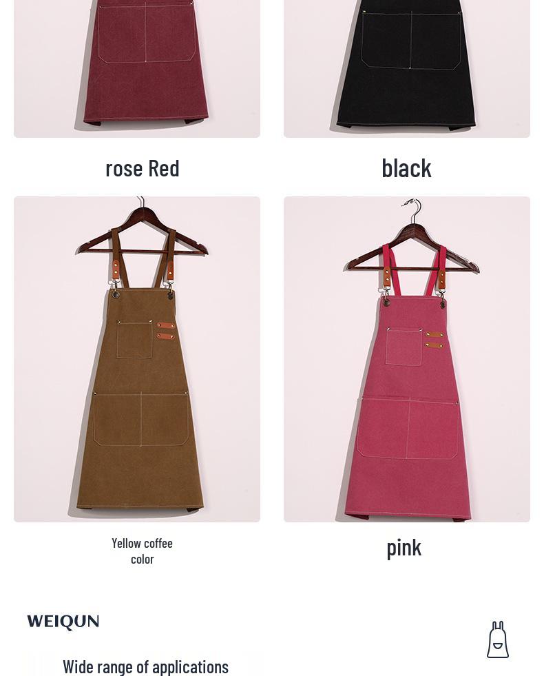 Waterproof Thickened Canvas Denim Apron for Coffee Shop & Milk Tea Work