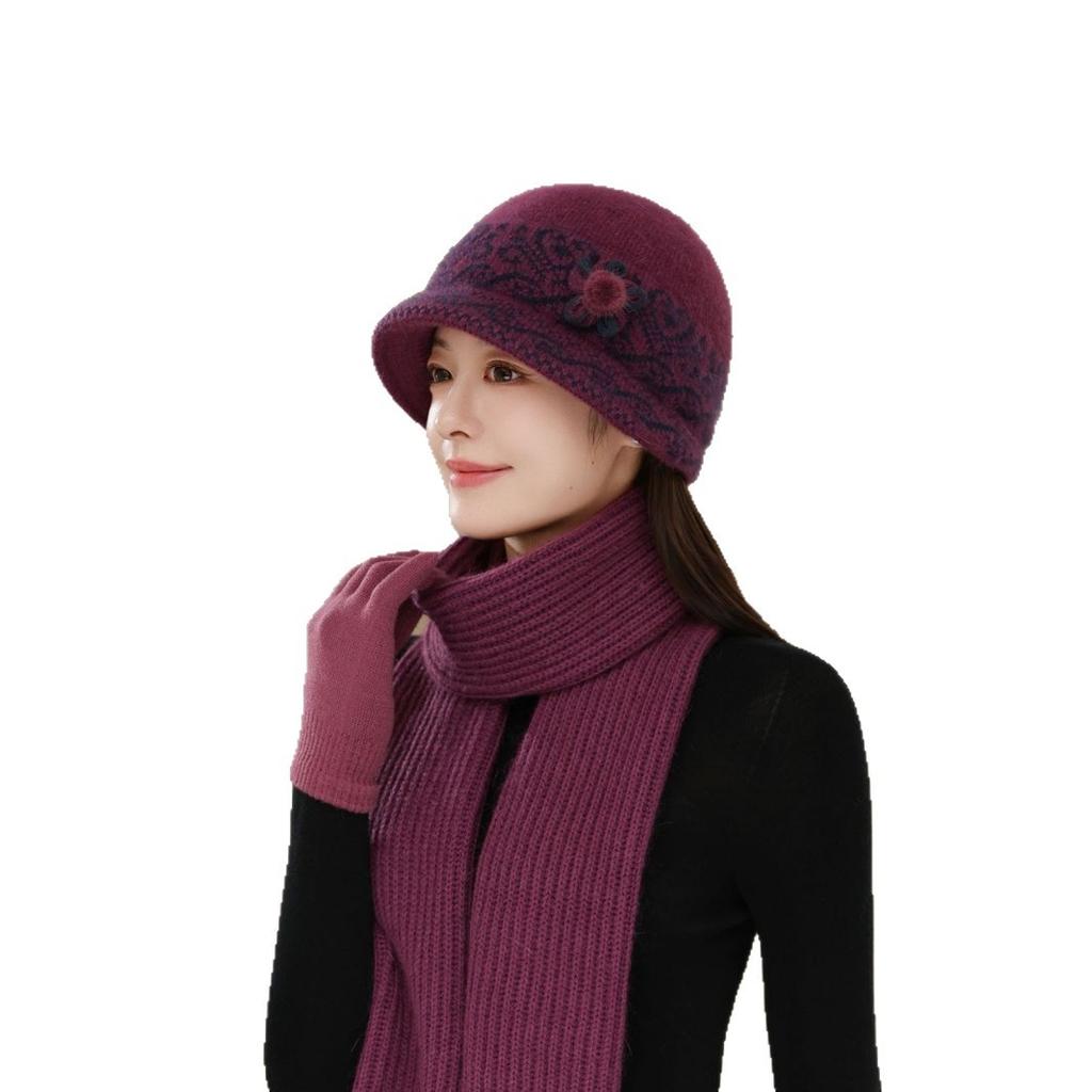 In The Elderly Hat Women'S Winter Velvet Warm Wool Hat Cold Ear Protection Old Lady Foreign Style Mother Hat