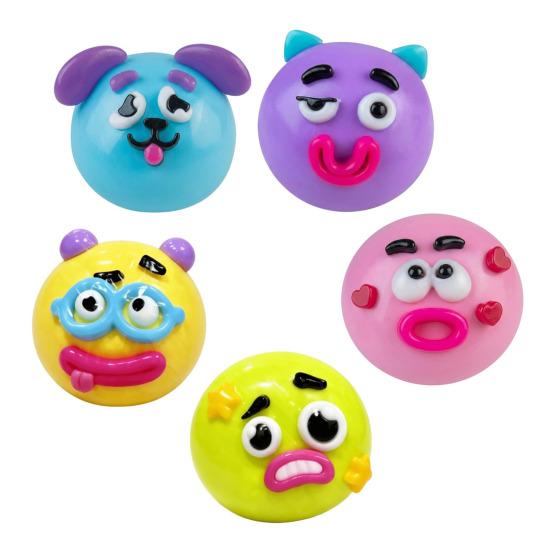 Cartoon Face Stress Ball Anxiety Relieving Moldable Dog Face Squeeze Toy Slow Rising Soft Stretchy Hand Relaxing Sensory Fidget Toy