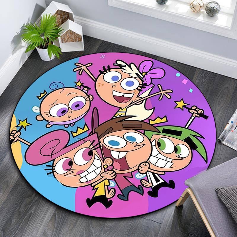 The Fairly OddParents Round Area Rug,Carpet Rug for Living Room Bedroom Sofa Playroom Decor,Non-slip Floor Mat