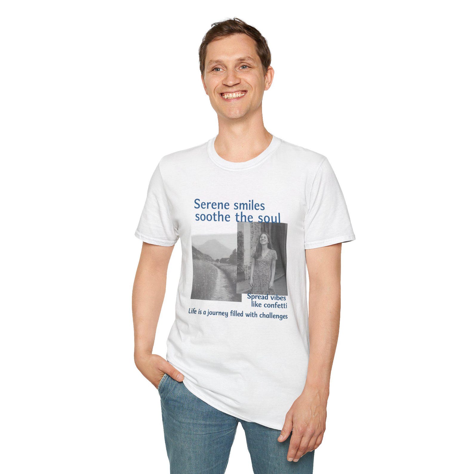 Serene Smiles Inspirational T-Shirt, Motivational Tee, Self-Care Gift, Unisex Graphic Shirt, Casual Everyday Wear, Mindfulness Apparel S