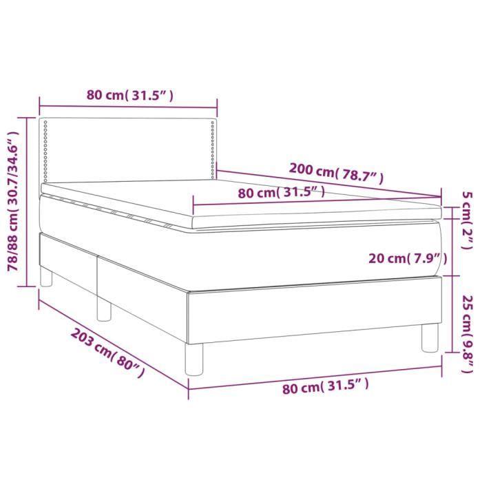 VidaXL Lit à sommier tapissier et matelas Vert foncé 80x200 cm Velours - Modèle 3141212