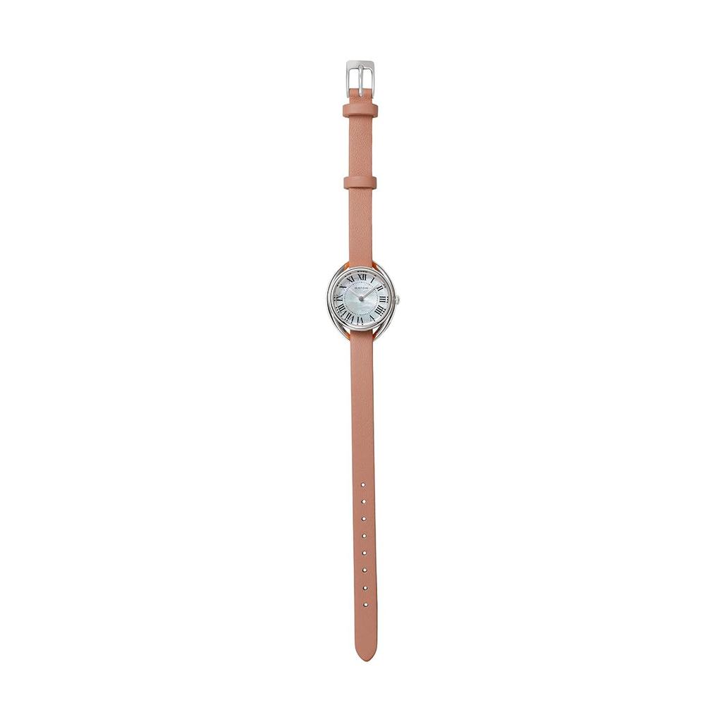 Authorized Dealer Matow Watch Solar Powered Watch Leather Strap mw001005pnkss Round Silver [MATOW] Women's [Shiki] White/Gomphrena