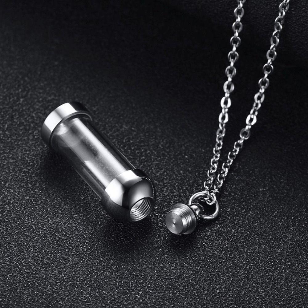 Can Open Urn Necklace Stainless Steel Ashes Cremation Memorial Pendants Hollow Tube Necklaces