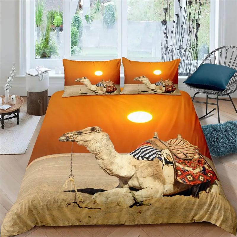 3D Desert Camel Duvet Cover Brown Animal Boys Girls Kids Teen Adult Cute Wildlife Theme Polyester Quilt Cover Bedroom Decoration