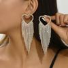 2PC Women's Fashion Love tassel Earrings Zircon Simple and High End Suitable for Date, Party, Festival Gifts