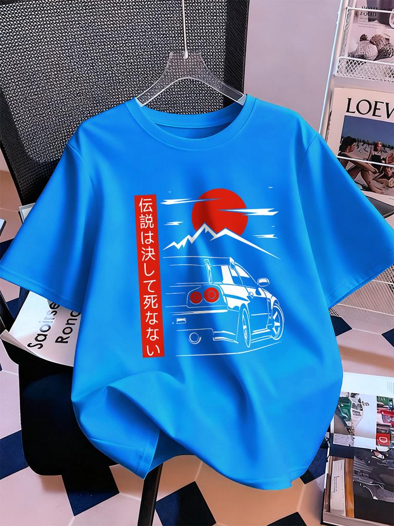 Car Is Heading At Sunrise Prints TShirts Women Summer Cotton Short Sleeve Tops ONeck Comfortable Loose T Shirt Casual Clothes