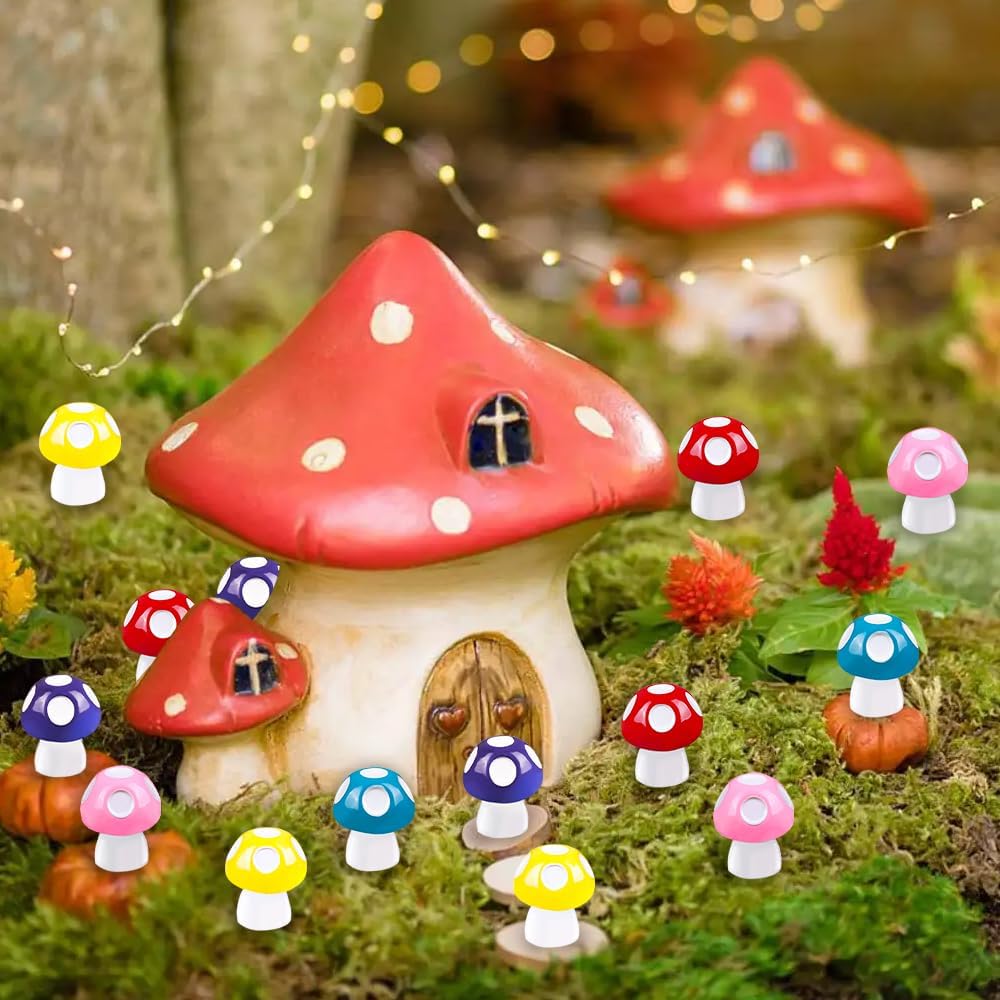 Mini Decorative Resin Mushroom Simulation Factory-Style Miniature Fairy Tale Garden Decorative Handicrafts 10/20 Pcs