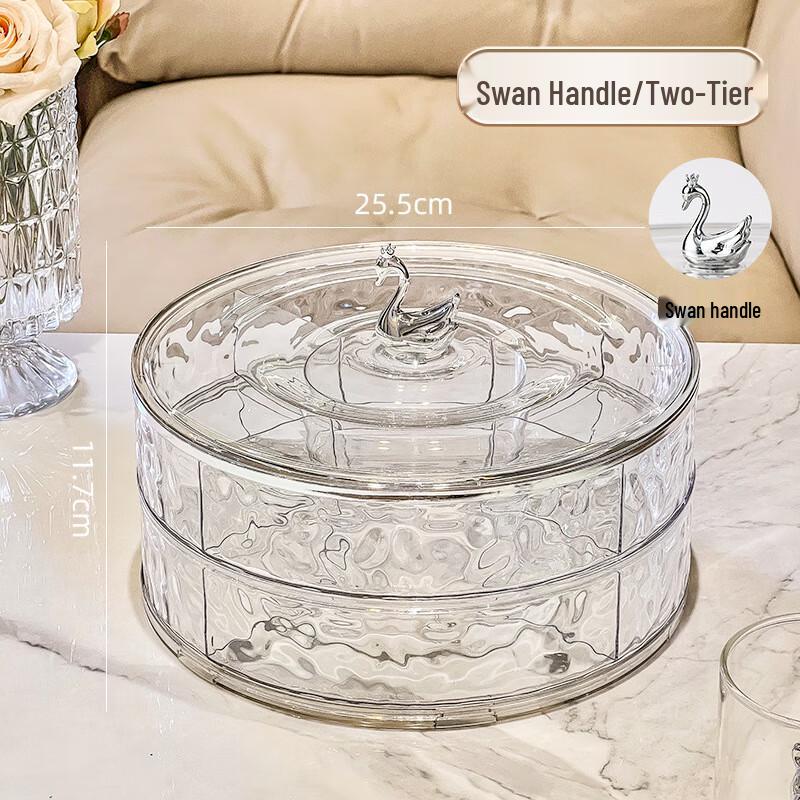 Swan Design Rotary Transparent Snack & Candy Box Double Layer